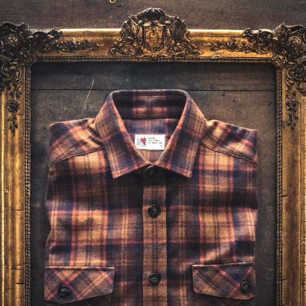 Brown checks flannel shirt jacket Vulpes vulpes