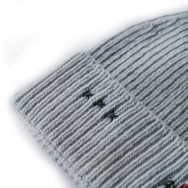 Light grey wool beanie Sciurus vulgaris - Embroidery edition