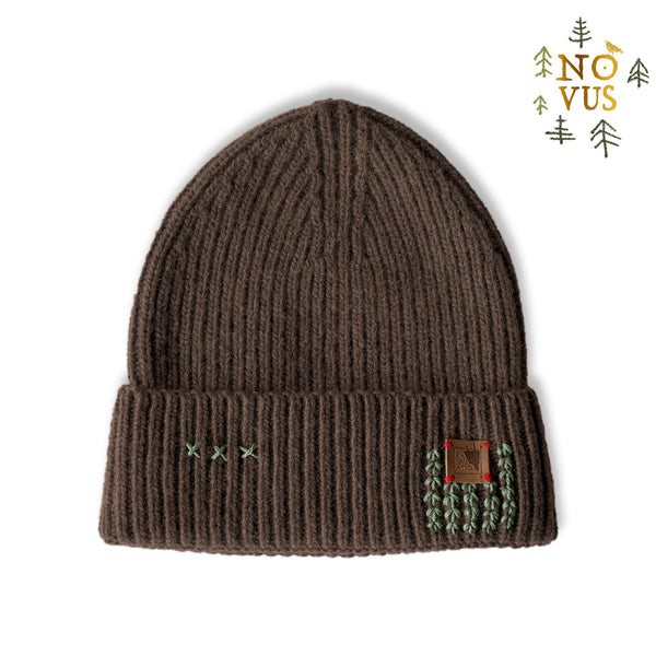 Brown wool beanie Sciurus vulgaris - Embroidery edition