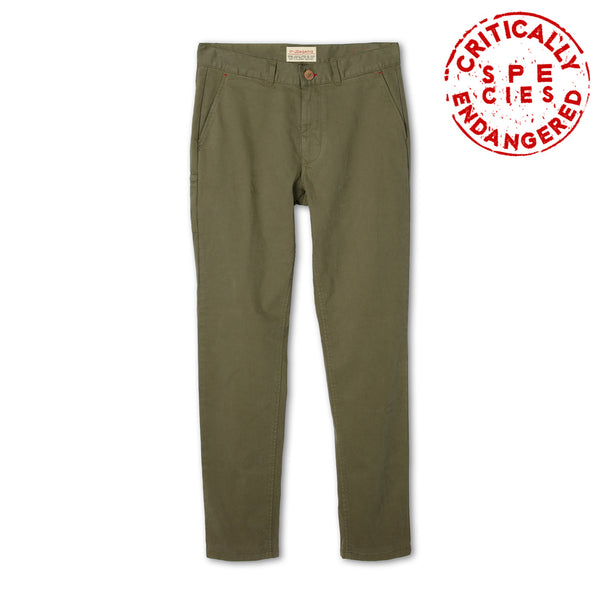 Green pants Cervus elaphus in stretch cotton