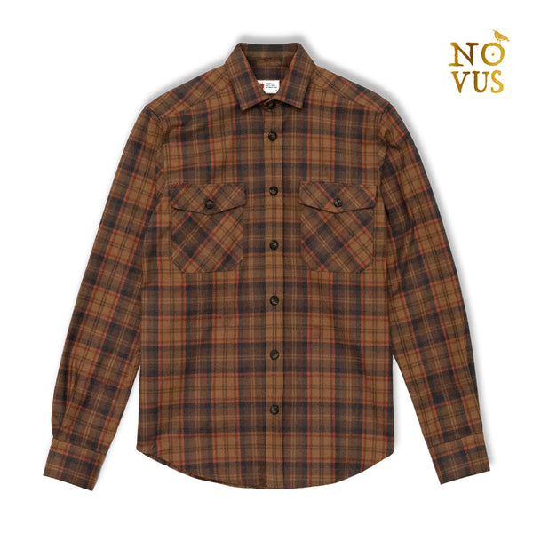 Brown checks flannel shirt jacket Vulpes vulpes