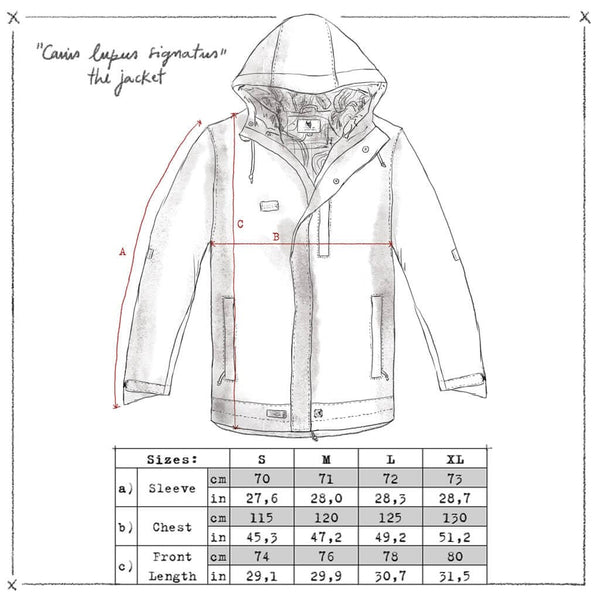 Jacket Canis lupus signatus 3L waterproof. Size chart. Welcome to the wolfpack. 