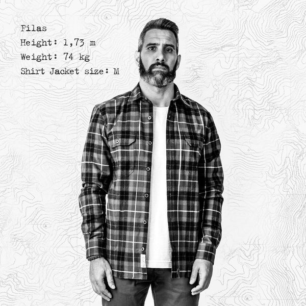 Burgundy checks flannel shirt jacket Vulpes vulpes