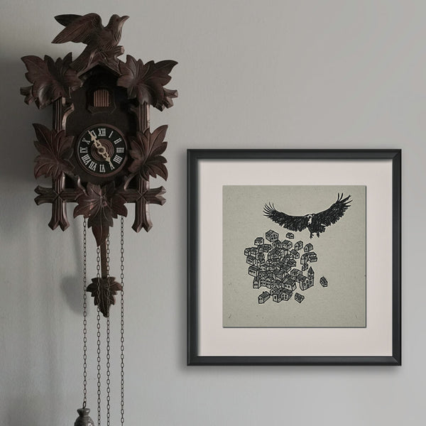 The vulture in the village illustration art print | Indagatio